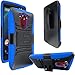 Droid Turbo Case, E-Time(TM) Motorola Droid Turbo XT1254(Fits Ballistic Nylon Version) Armor Shock Proof Heavy Duty Stand Cases with Swivel Belt Clip Cover + HD Screen Protector (Black/Blue)