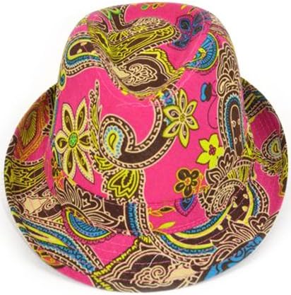 Paisley Cool Cat Fedora Hat (Fuchsia)