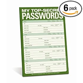 Knock Knock Classic Note Pad: My Top-Secret Passwords (Pack of 6)