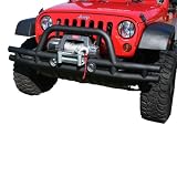 Rugged Ridge 11560.11 Gloss Black Tube Front Bumper With Winch Cutout For 2007-10 Jeep Wrangler JK-