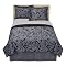 Modern Home Flocked Leaf Comforter Set - Black/ Charcoal