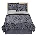 Modern Home Flocked Leaf Comforter Set - Black/ Charcoal