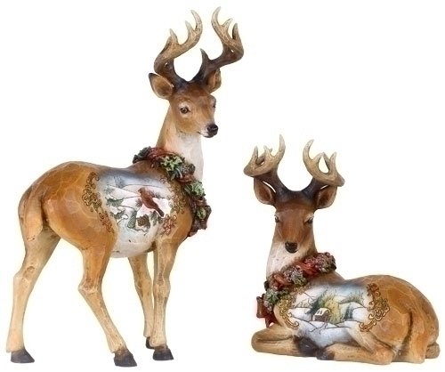 Pack of 4 Joseph's Studio Snowfall Valley Scenic Deer Christmas Figures