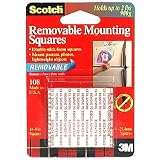 3M Scotch 1 Inch Removable Foam Mounting Squares, 16/Package