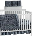 Damask Print 4-pc. Crib Set - Blue