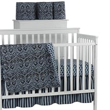 Damask Print 4-pc. Crib Set - Blue