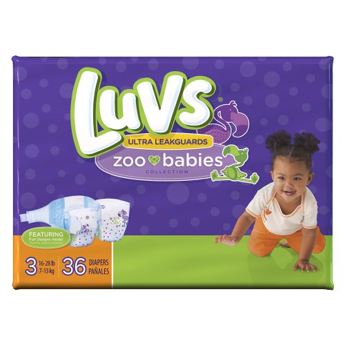 Luvs Zoo Babies Jumbo Pack - Size 3 (36 Count)