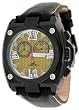 Adee Kaye Men's Black IP Chronograph Watch with Yellow Textured Dial #AK7982-M9