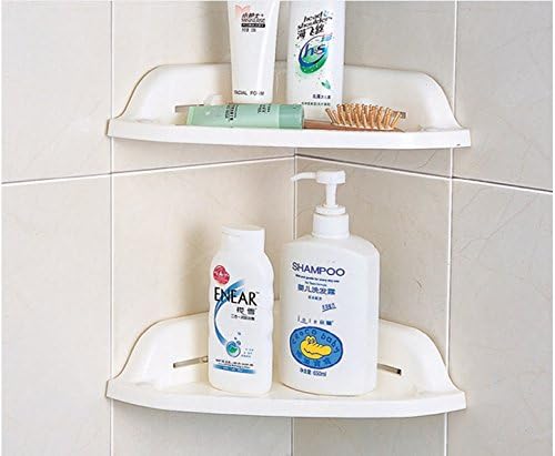 Generic 1 Piece Triangle Corner Plastic Storage Rack Bathroom Wall Shelf with Suction Cups for Kitchen Bathroom