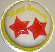Chocolate Decorated Cake Single Layer 8" RoundTopped with Cherry Star Gummies