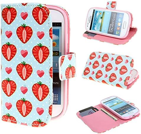 TJA Lovely Fruit Strawberry Style Design Wallet Magnetic Closure PU Leather Stand Case Cover for Samsung Galaxy S3 Mini i8190