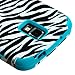 For Samsung Galaxy S4 Active i9295 i537 Zebra Design Tuff Hybrid Cover Case with ApexGears Stylus Pen (Black White Zebra w/ Teal Skin)