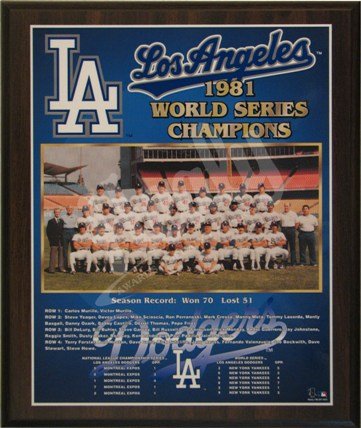 Los Angeles Dodgers Healy Plaque - 1981 World Series Champs