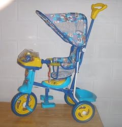 Blue Childrens Tricycle w/ Cabana Style Top Cover and Removable Infant Compatible Seat