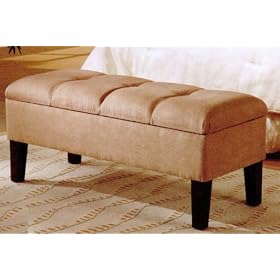 Soft Tan Microfiber Storage Bench by AtHomeMart