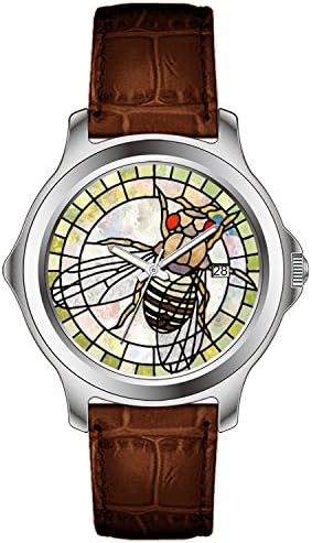 TXMY Unique Pattern Watches Fashion Leather Strap Band Calendar Display Watch Drosophila