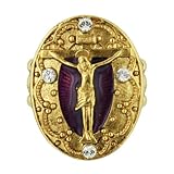 Gold Tone Crucifix Stretch Ring