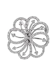 C.Z Filigree Rhodium (.925) Sterling Silver Pin And Pendent