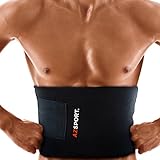 AZSPORT Waist Trimmer - Adjustable Ab Sauna Belt to help you shed the excess Water weight and tone your mid section. Black Color - One Size Fits up to 50 Inches