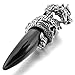 Men's Stainless Steel Pendant Necklace Crystal Silver Black Dragon Wolf Tooth Tribal -with 23 inch Chain