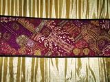 Exotic Fuschia Purple Beaded India Sari Tapestry Wall Hanging Table Runner