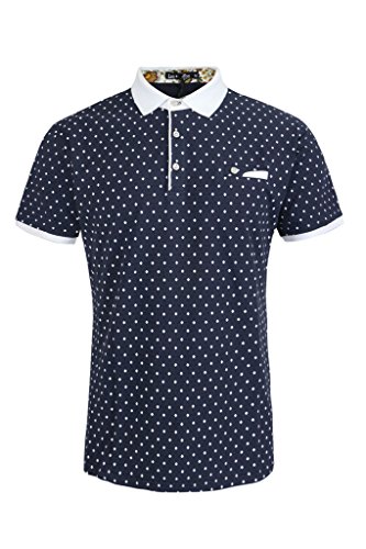 Lee Hanton Men's Diamond Printed Slim Fit Sports Casual Golf Polo T-Shirts