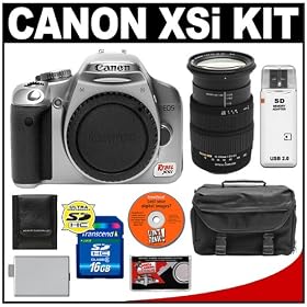 Click here to buy Canon Digital Rebel XSi Digital SLR Camera (Silver) and Sigma 18-200mm Optical Stabilizer... by Canon.