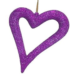 Jazzy Purple Glitter Asymmetrical Heart Christmas Ornament