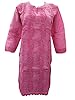Womans Dress Pink Chikan Embroidered Cotton Kurti Tunic Caftan S