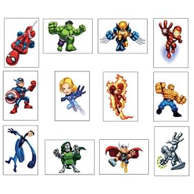 Marvel Super Hero Squad Tattoos - Set of 12