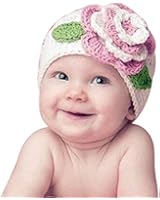 Meily(TM) Warm Beanie Knit Hat Cute Big Flower Baby Kids Infant Toddler Girl (White)