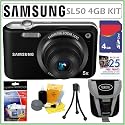 Samsung SL50 10.2MP Digital Camera with 27mm Lens in Black + 4GB Accessory Kit