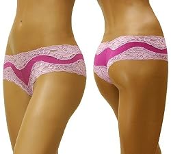 Mary Green Cotton/Spandex Hip Hugger Boy Thong with Lace - C30