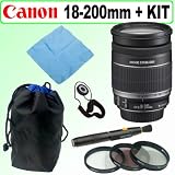 Canon EF-S 18-200mm f/3.5-5.6 IS Standard Zoom Lens + Deluxe Accessory Kit