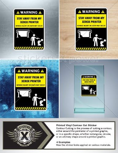 Humor Decals Stickers Xerox Printer Danger Warning Stay Away From My Car Window Wall Art Decor Doors Helmet Roommates Motorcycle Note Book Garage Size: 4 X 3 Inches Vinyl color print