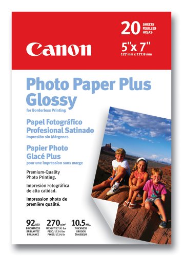 Canon 7980A019 Borderless Photo Paper (5x7, 20 Sheets)