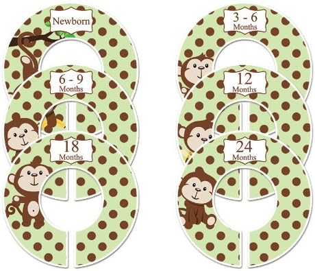 #91 Monkey Boy Baby Closet Dividers Clothes Organizers Set of 6