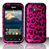 HOT PINK LEOPARD Hard Rubber Feel Plastic Design Case for LG myTouch Q C800 / Maxx Q (T-Mobile Slider Version)
