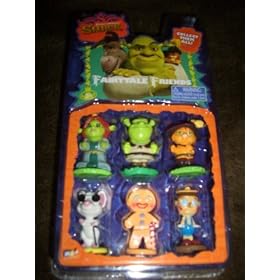 Shrek Fairytale Friends Figurine Set with Princess Fiona, Shrek, Puss N Boots, Mouse, Gingy, Pinocchio