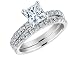 Princess Cut Diamond Engagement Ring and Wedding Band Set 1.50 Carat (ctw) in 14K White Gold , Size 9