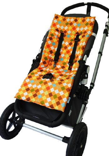 Tivoli Couture Nu Comfort Memory Foam Stroller Pad and Seat Liner, Argyle orange photo