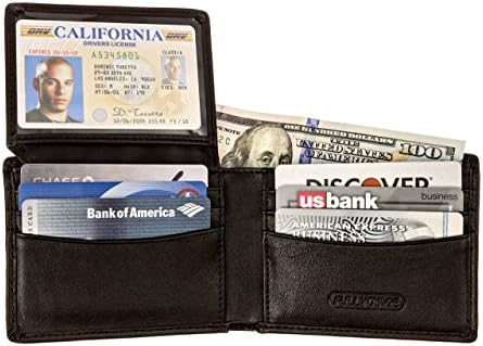 Leather Wallet with RFID Blocking - Protection From Identity Theft - 9 Card Slots &amp; Extra WIDE ID Window