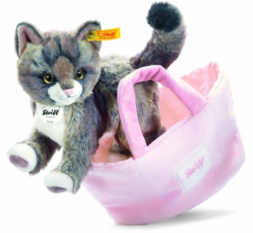 Steiff 099359 - Kitty Katze 25 cm, grau/beige mit Tasche