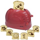 Pop Art Toaster with 6 Design Plates - Red