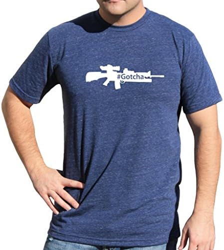 American Eco Apparel Soldier AK 47 Rifle Gotcha Tee US Sniper Military Navy Seal Shirt X-Small Denim/White