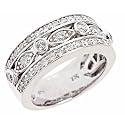 14k White Gold Diamond Wedding Anniversary Band Ring Vintage Style (0.90 Cttw, VS Clarity, G Color)