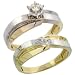 10k Gold 2-Piece Diamond Engagement Ring Set, w/ 0.10 Carat Brilliant Cut Diamonds, 1/4 in. (6mm) wide, Size 6