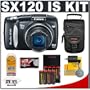Canon PowerShot SX120 IS Digital Camera (Black) + (8x) AA Batteries with Charger + Case + Accessory Kit