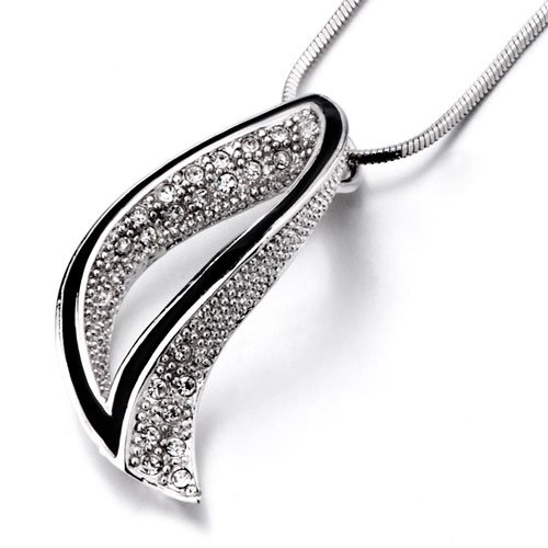 Valentines Day Gifts Leafs Clear Crystal Pendant Necklace