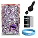 Big Diamond Purple Heart Rhinestones Back Cover for IPod Touch 2g 3g + Mirrorr Screen Protector + Retractable Car Charger + Wristband